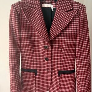 Chloe Red and Black Checkered Blazer